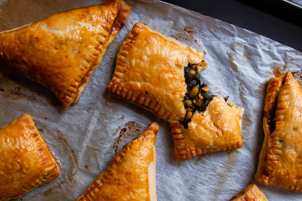 Handmade Pastry Pies filled with salad